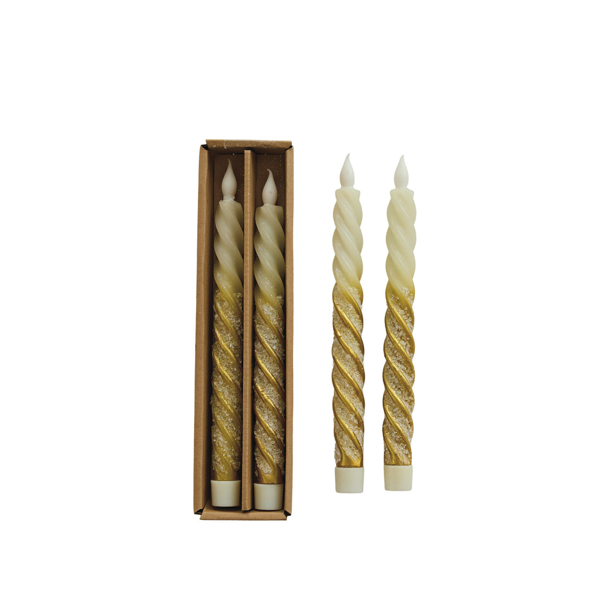 Flameless LED Two-Tone Twisted Taper Candles