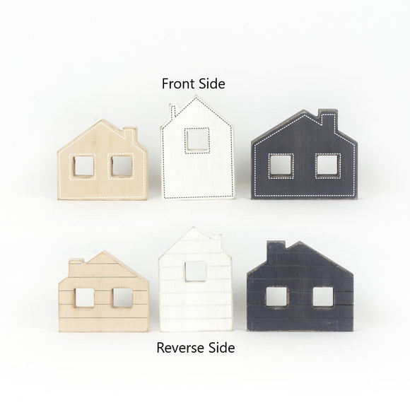 Set of Three Reversible Chunk Wood Houses