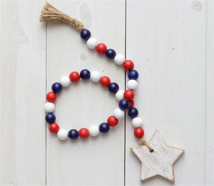 Red, White and Blue Farmhouse Beads with Star