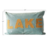 Cotton Canvas Lumbar Pillow with Applique "Lake"