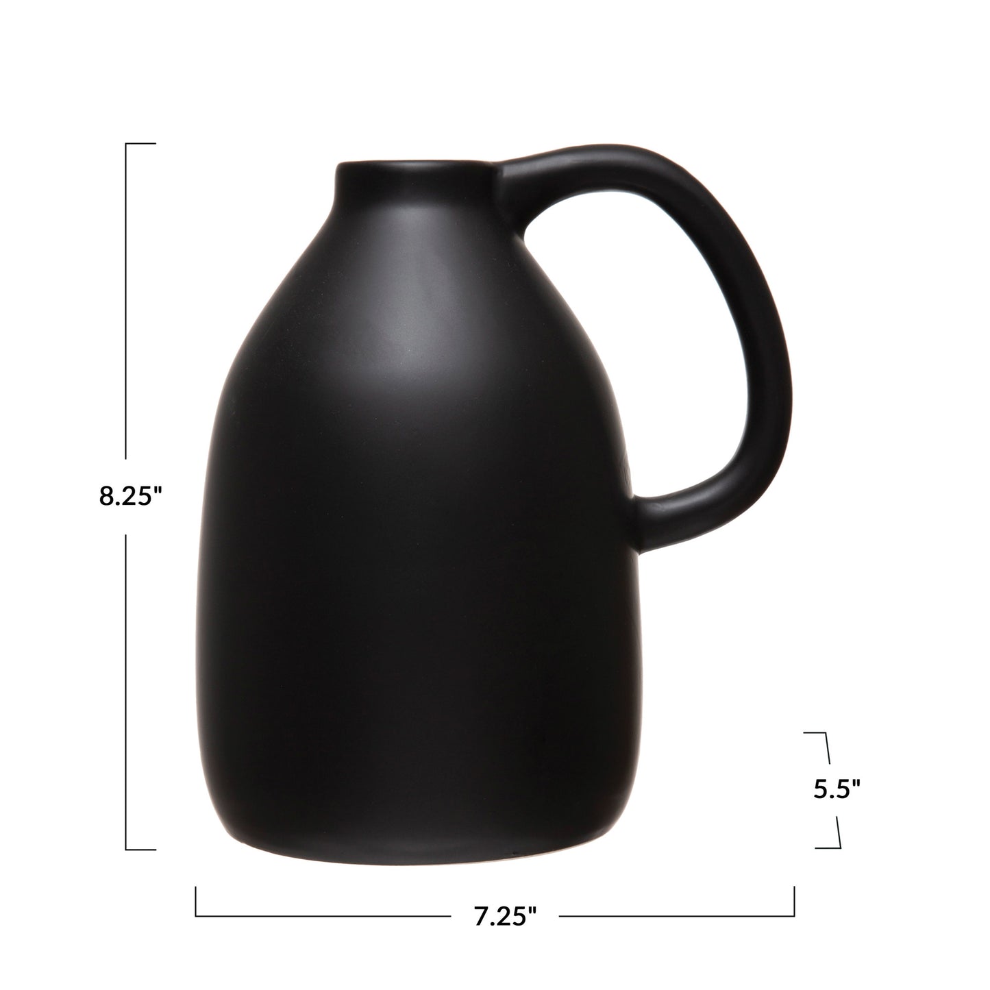 Matte Black Ceramic Vase with Handle