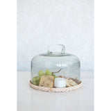 Round Glass Cloche with Rattan Base