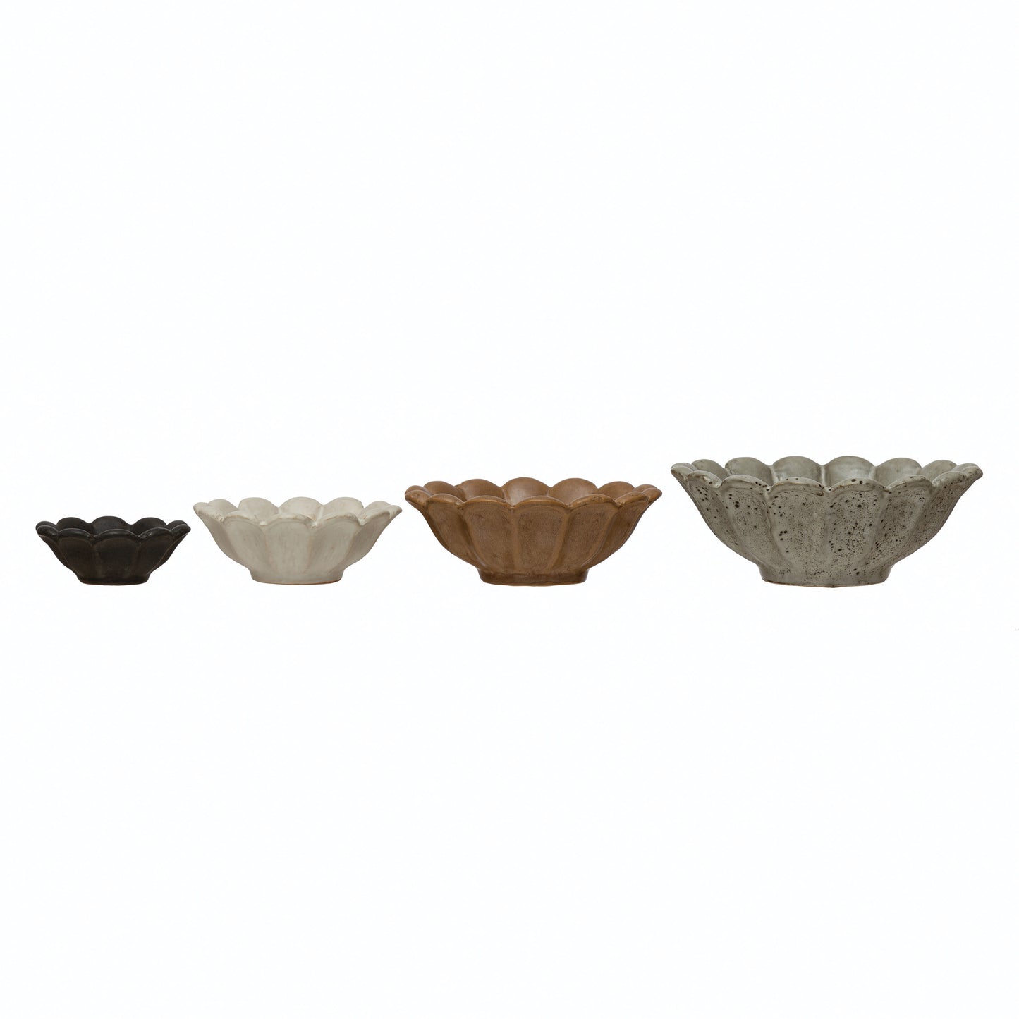 Stoneware Flower Bowls - Set of 4