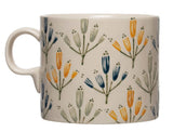 Hand-Painted Stoneware Mug with Wax Relief Flowers