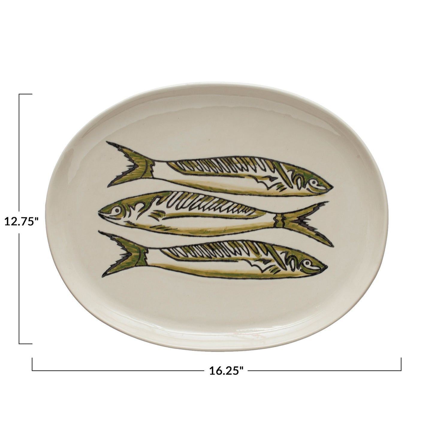 Stoneware Serving Dishes with Wax Relief Fish