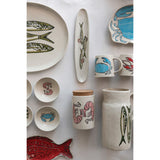 Stoneware Serving Dishes with Wax Relief Fish