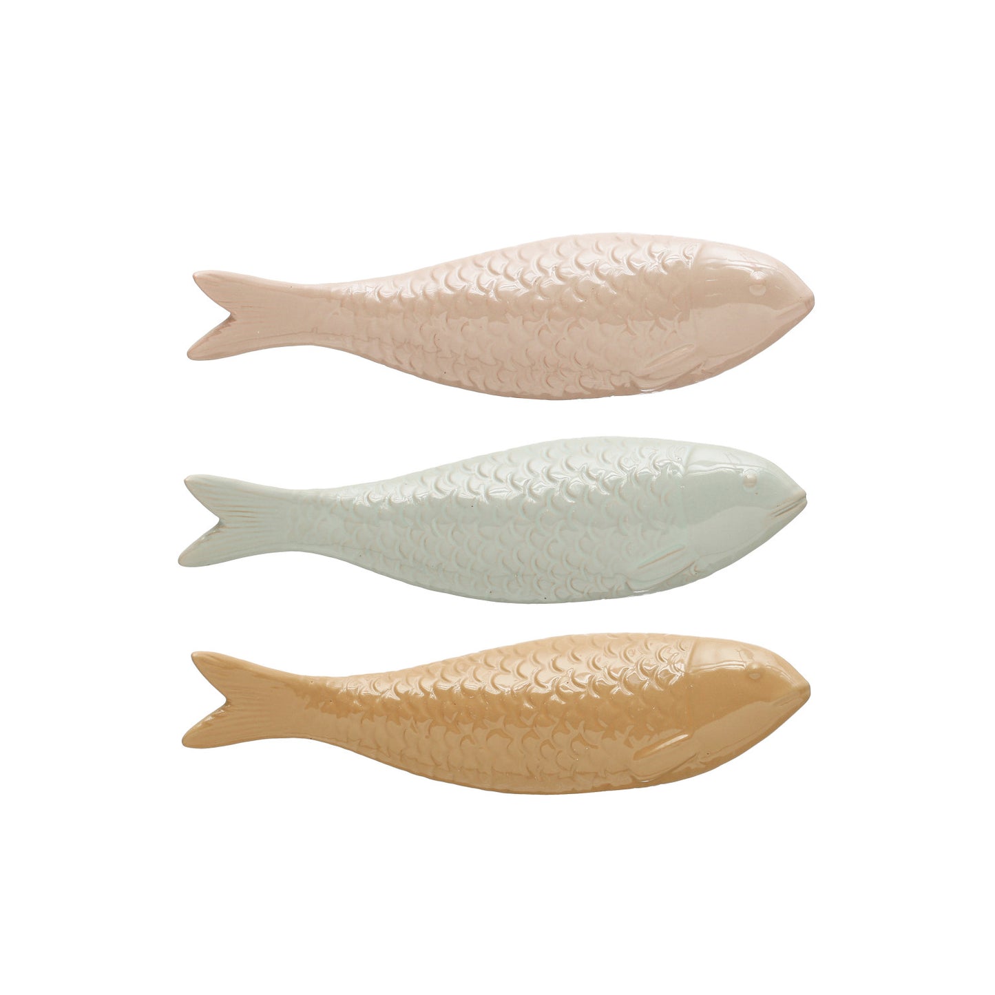 Sculpted Stoneware Fish, Choice of 3 Colors