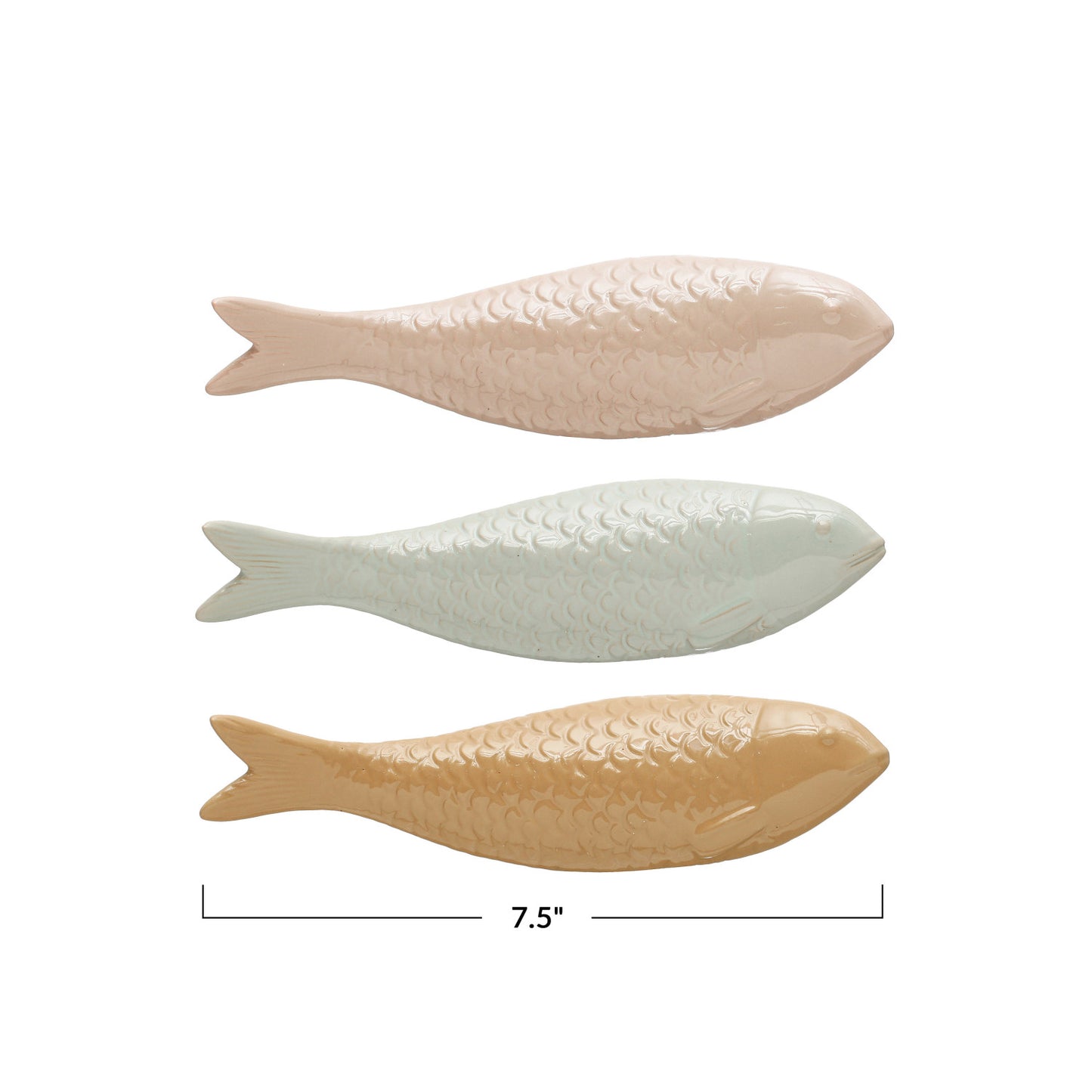 Sculpted Stoneware Fish, Choice of 3 Colors