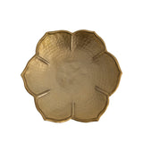 Decorative Hammered Metal Flower Shaped Bowl in Gold Finish