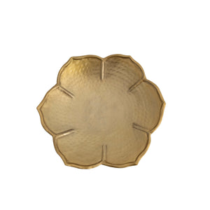 Decorative Hammered Metal Flower Shaped Bowl in Gold Finish