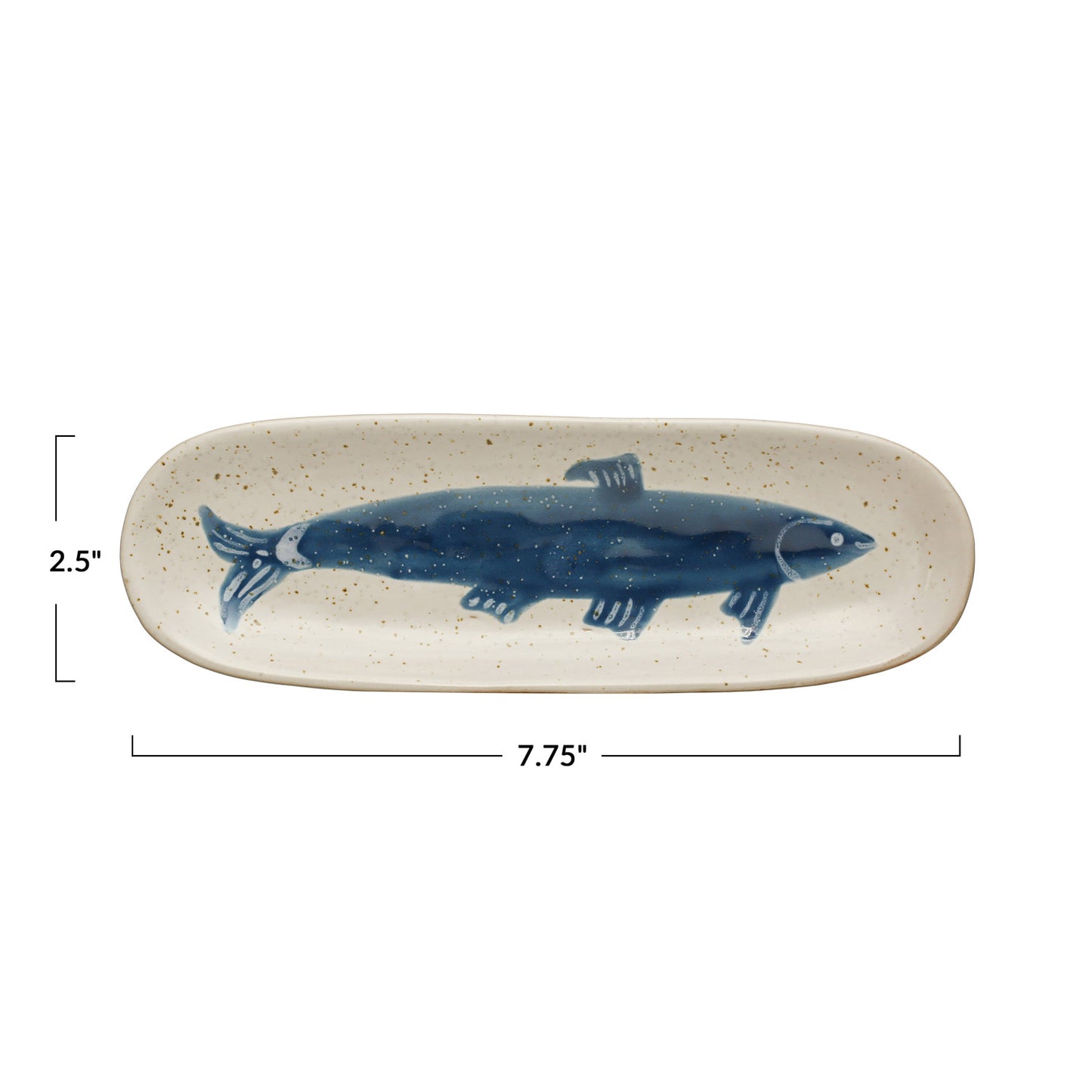 Hand-Painted Stoneware Platter with Fish