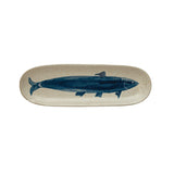 Hand-Painted Stoneware Platter with Fish