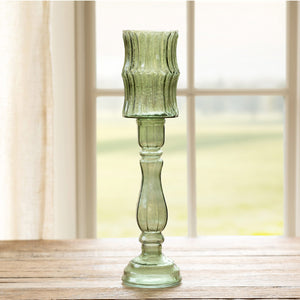 Maybelle Tall Green Glass Candle Holder
