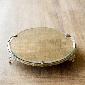 Antique Brass Trimmed Mirror Plateau