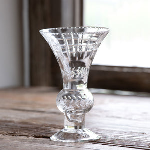 Etched Glass Trumpet Vase