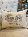 Neutral City and State Pillow with Established Date