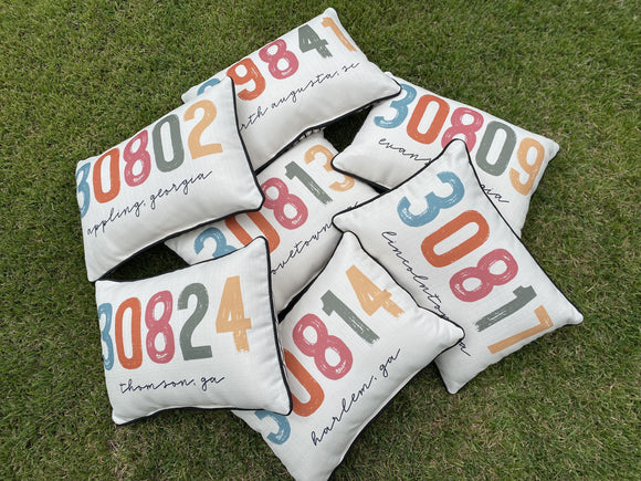 Zip Code Pillows with City and State