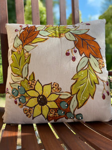 Cotton Pillow with Fall Wreath