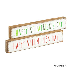 Happy Valentines Day / Happy Saint Patrick's Day Reversible Block