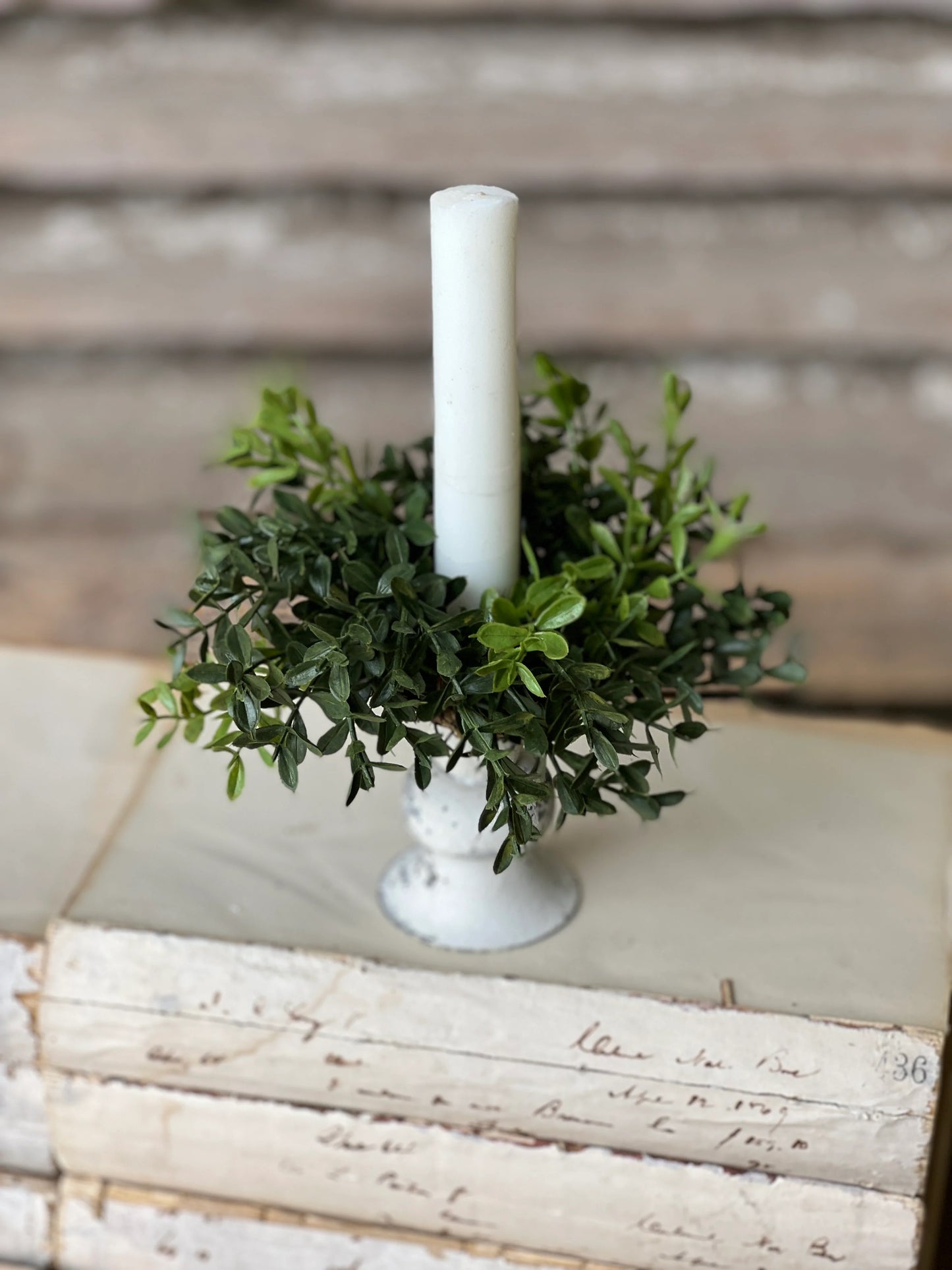New England Boxwood Candle Rings
