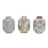 Terra-cotta Vase with Transferware Pattern, Blue/White