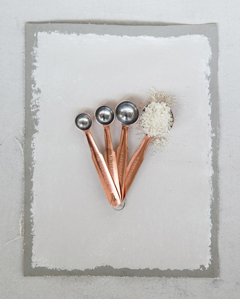 Set of 4 Stainless Steel Measuring Spoons with Copper Finish