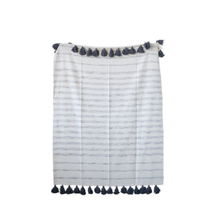 Cotton Woven Striped Throw with Tassels