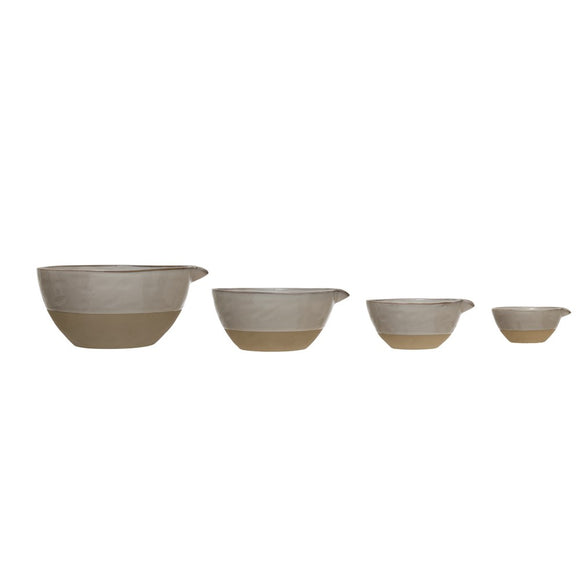 Set of 4 Stoneware Batter Bowls in White Reactive Glaze Finish