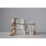 Wood Block Books with Saying and Beaded Jute Tie (Choice of 4 Styles)