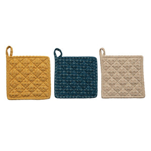 Cotton Waffle Pot Holder, Choice of 3 Colors