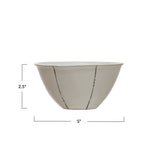 Hand-Painted Stoneware Bowl, Matte White w/ Black Stripes