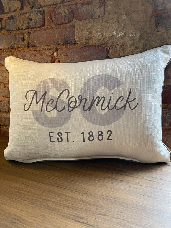 Neutral City and State Pillow with Established Date