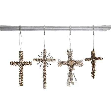 Wire Cross with Beads Ornament, 4 styles