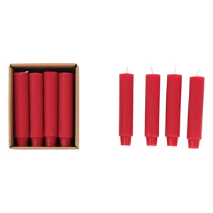 5" Unscented Pleated Taper Candle, Red